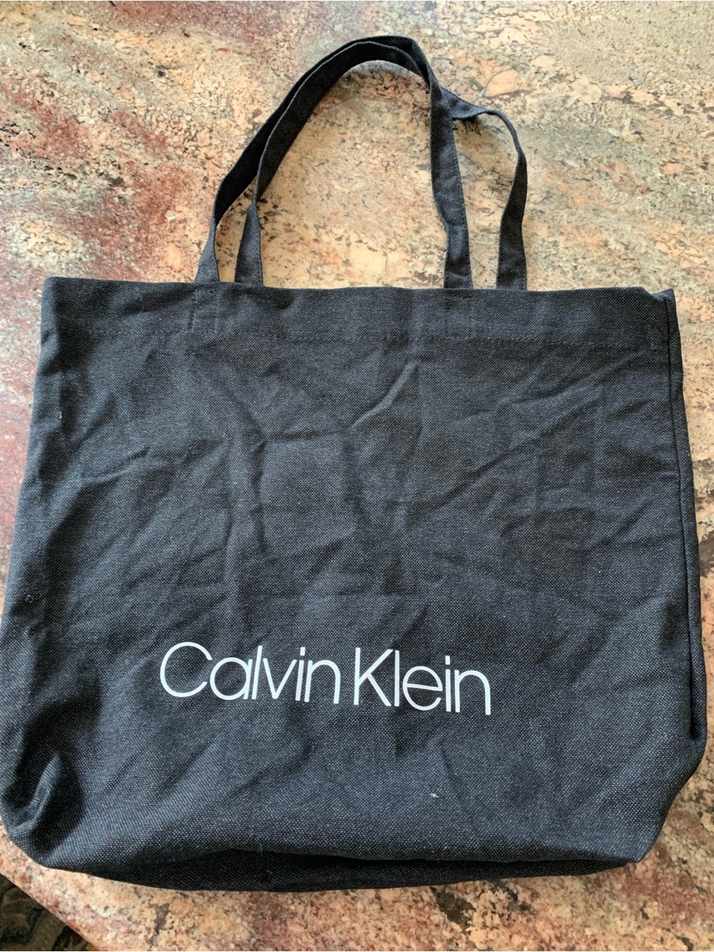 Calvin Klein Black Canvas Tote with White Logo